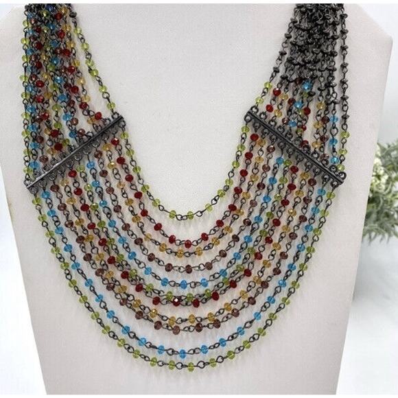 Fern Finds Five Strand Multi-strand multi-color Colorful Necklace 16-20" - Picture 1 of 6